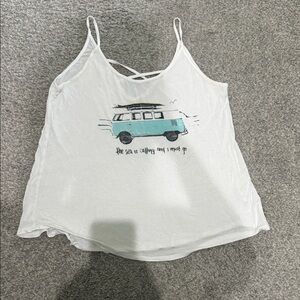 Altar'd State White Tank with Blue Van Graphic